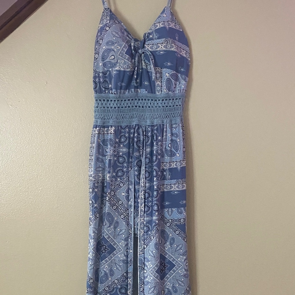 No Boundaries Blue Paisley Maxi Dress